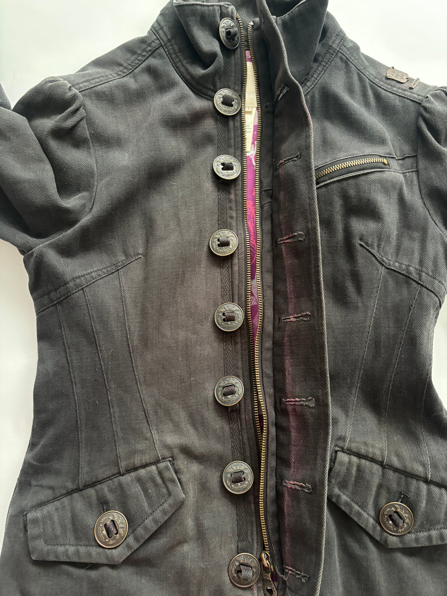 Black diesel metal button jacket