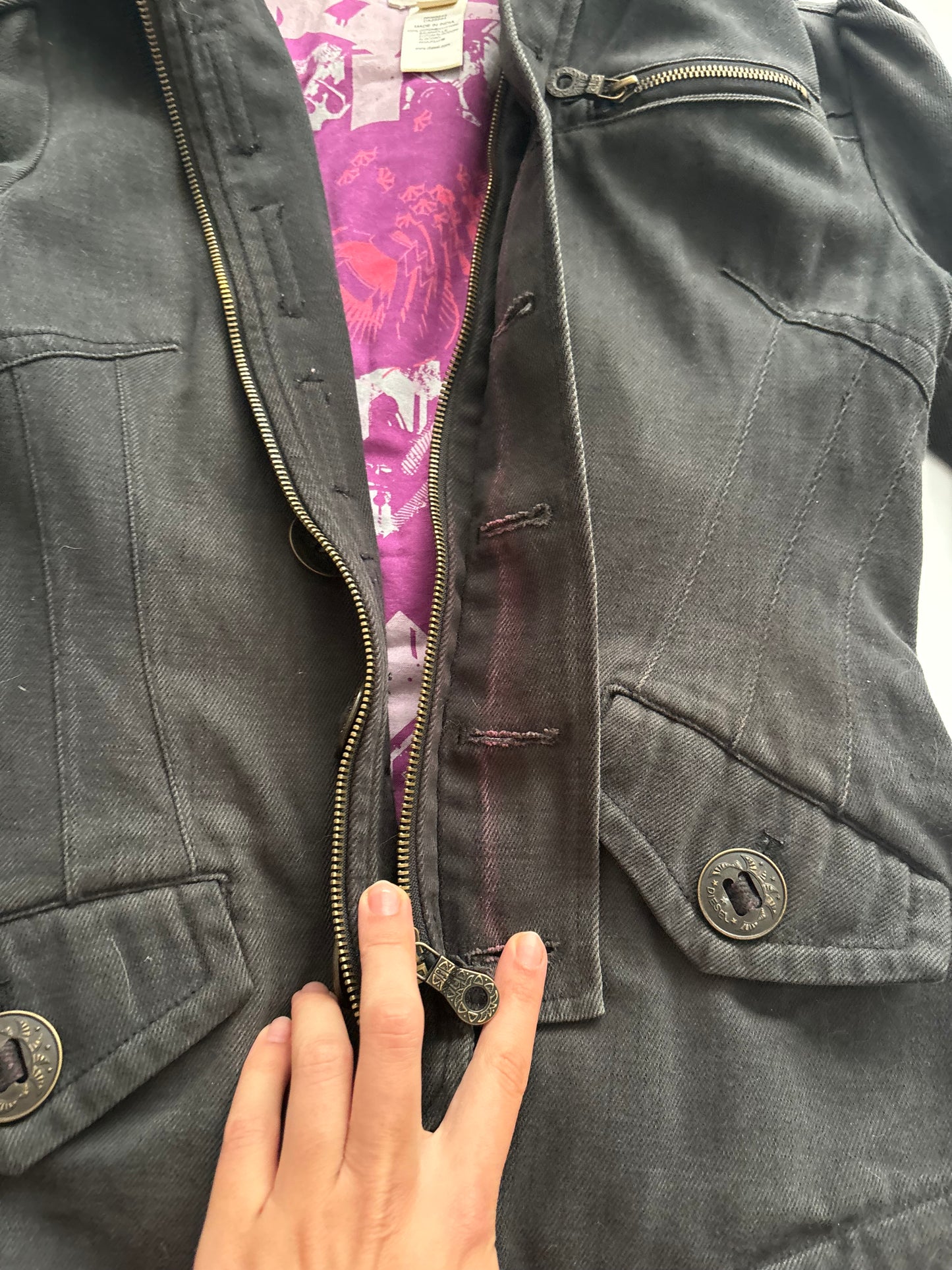 Black diesel metal button jacket