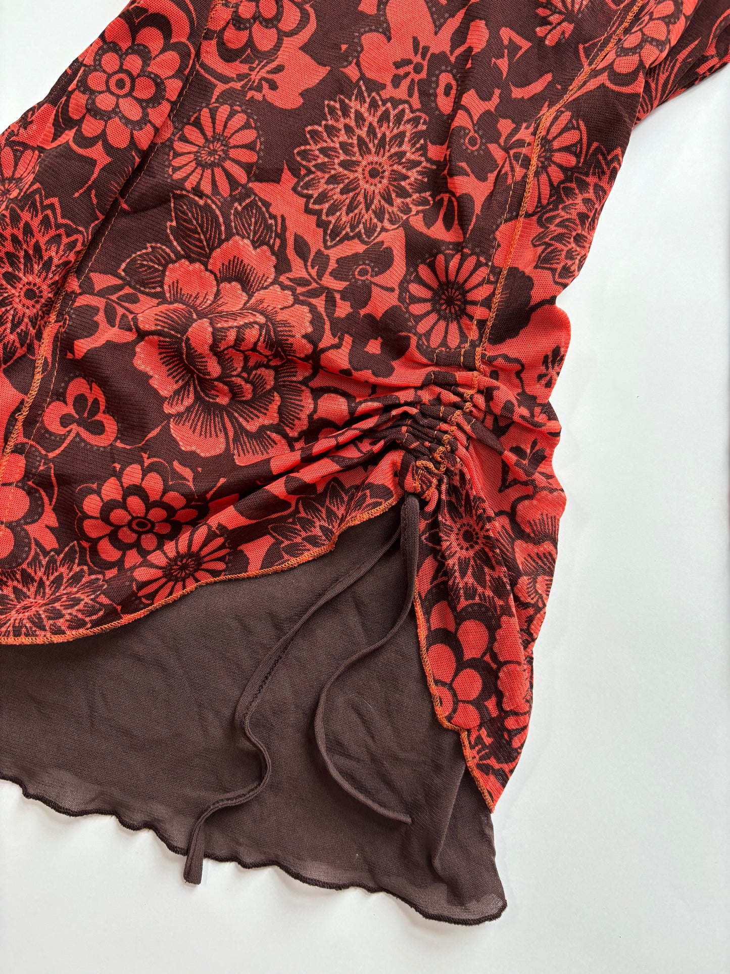 long sleeve button runched detail 3/4 top