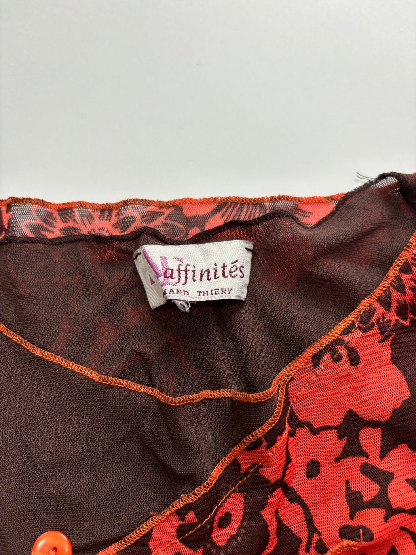 long sleeve button runched detail 3/4 top