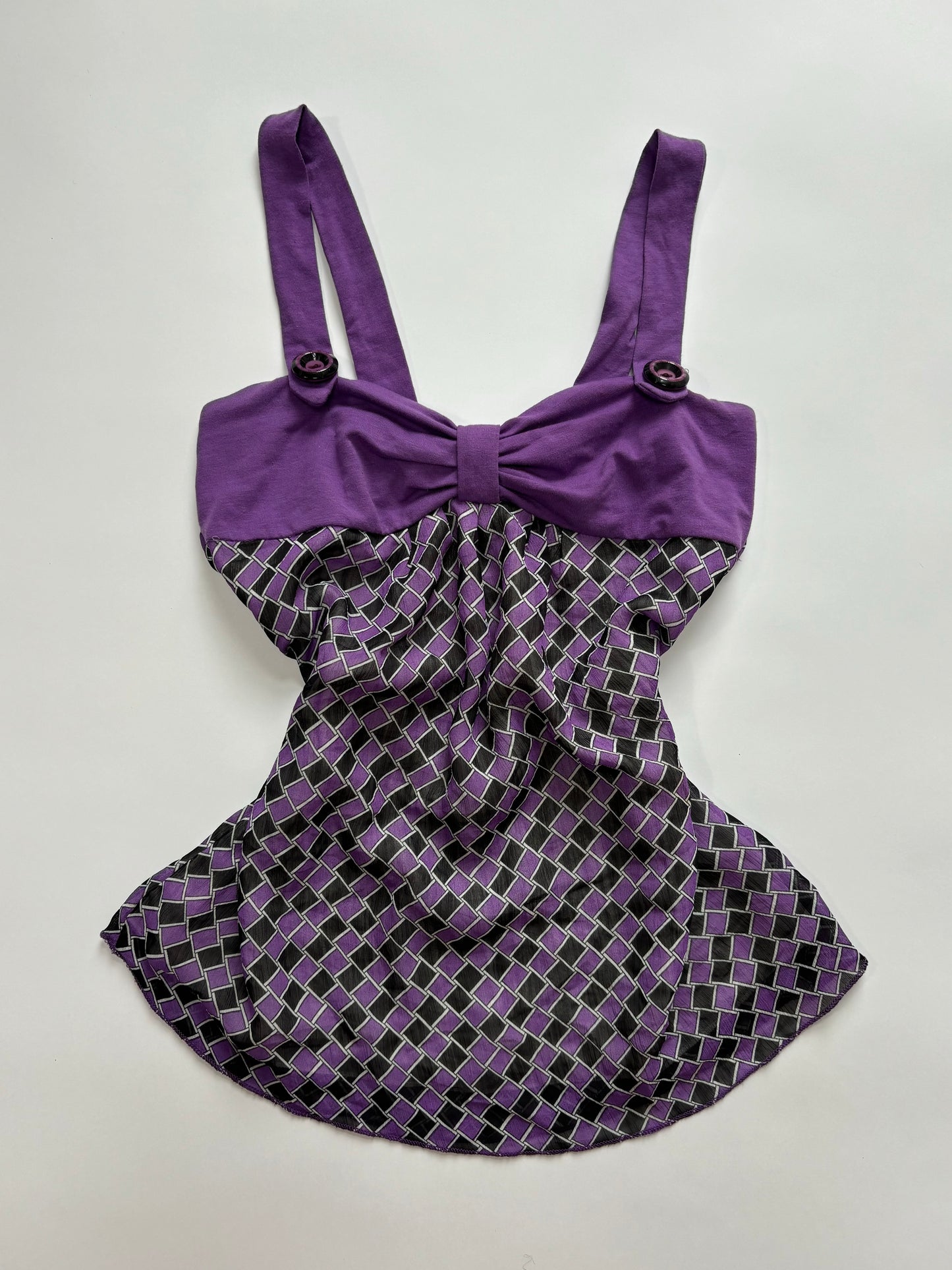 purple button bow cami