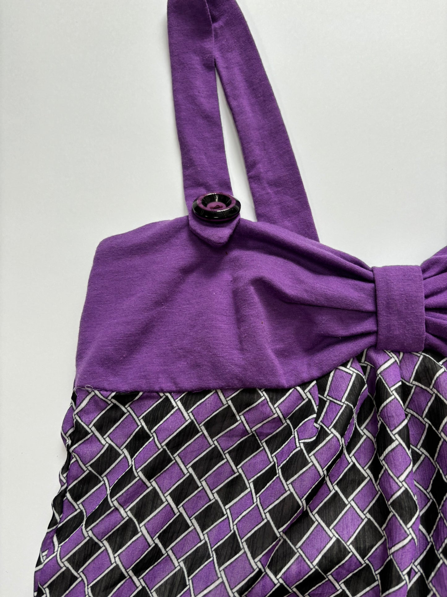purple button bow cami