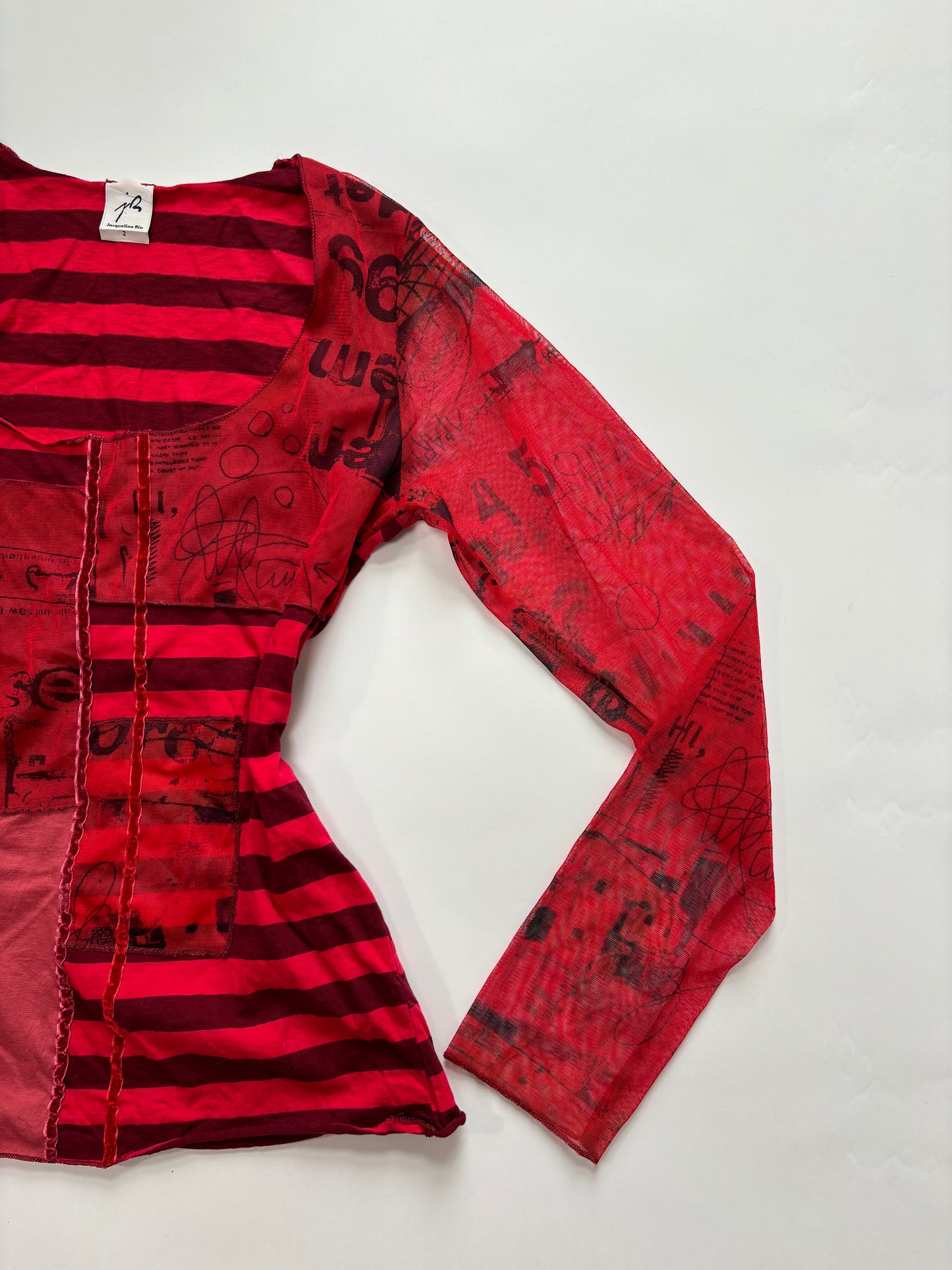stripe long save red top
