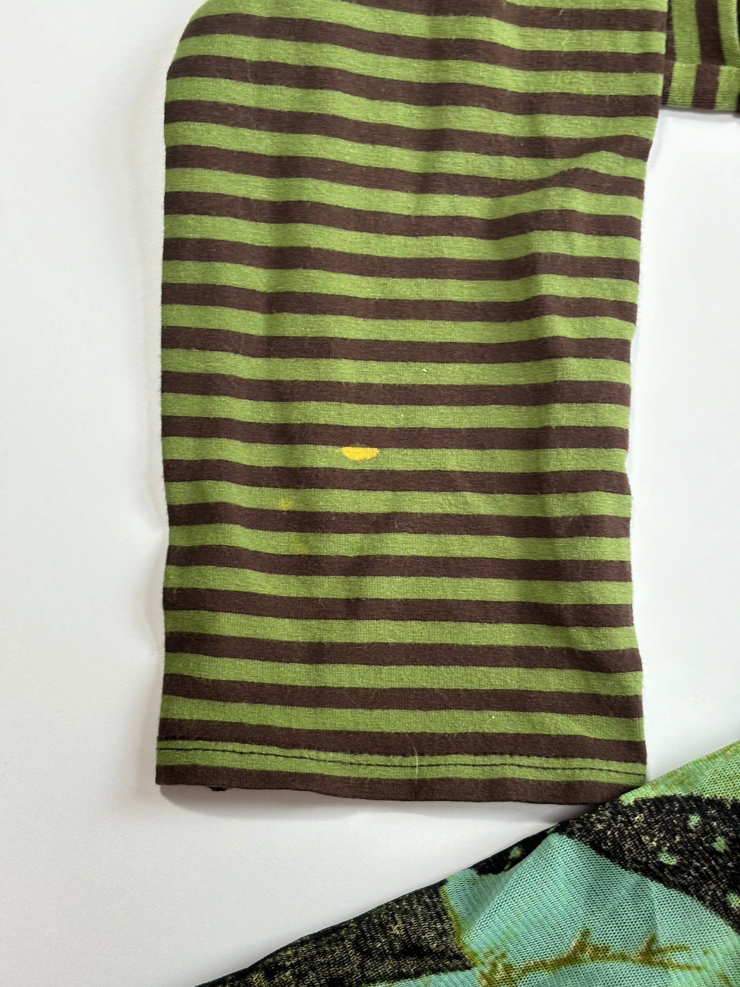 green graphic striped long sleeve