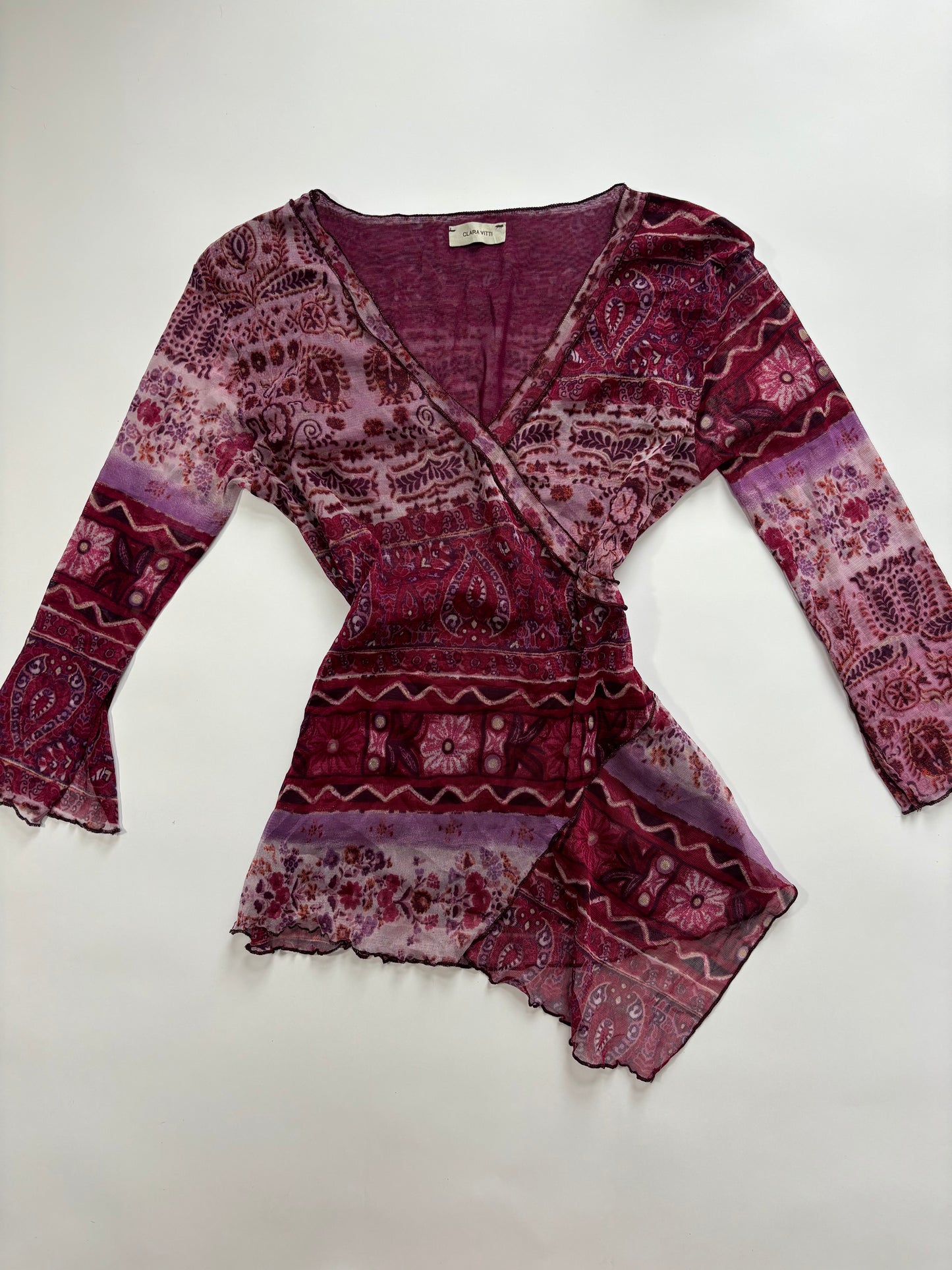 long sleeve purple asymmetrical top