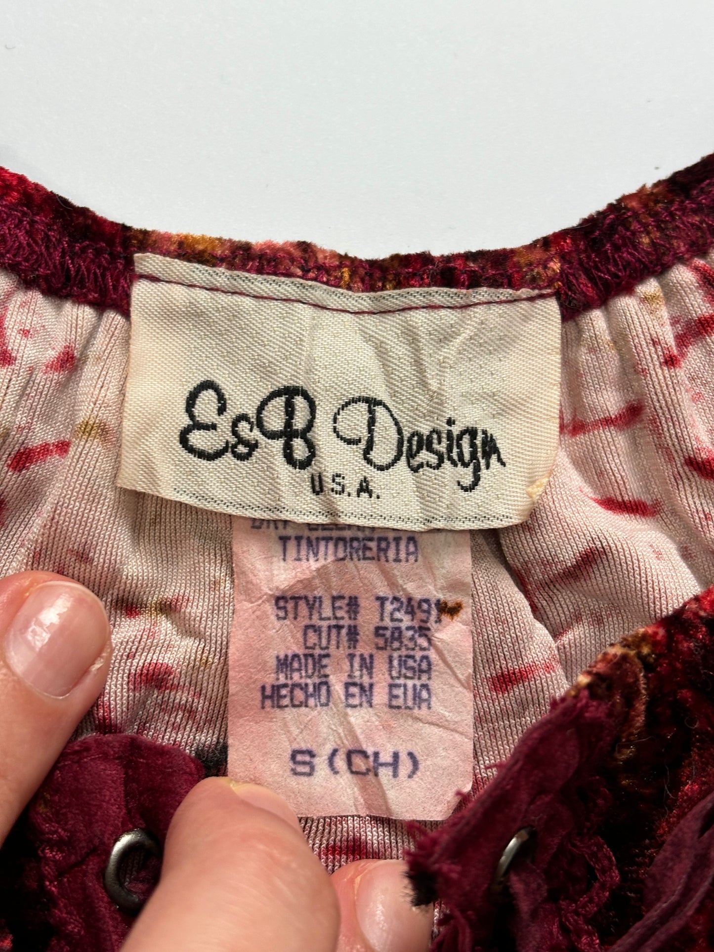 American red velvet long sleeve top