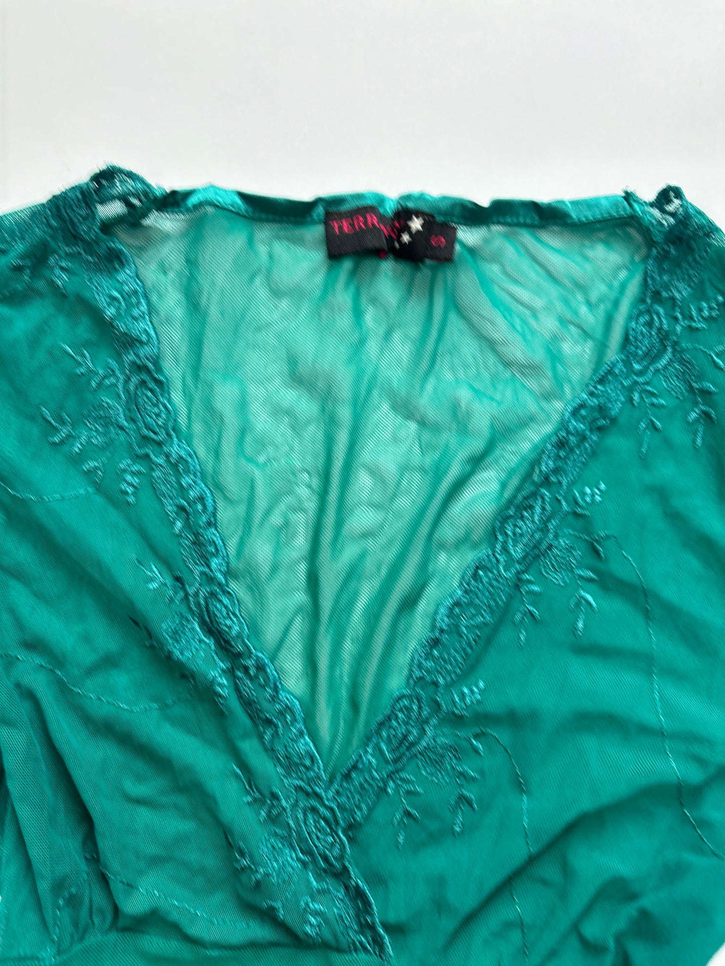 green mesh delicate long sleeve top