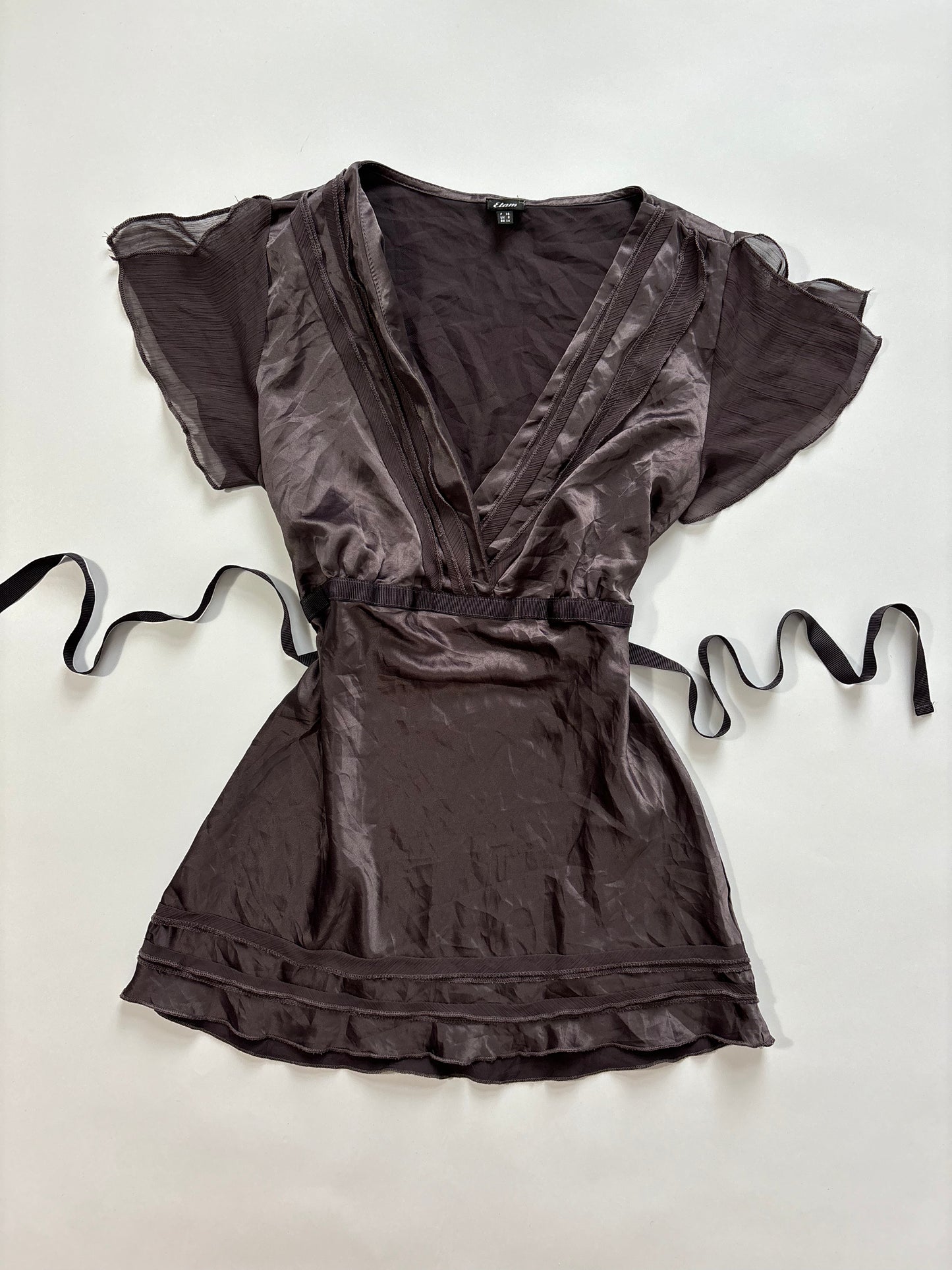 satin wrap blouse
