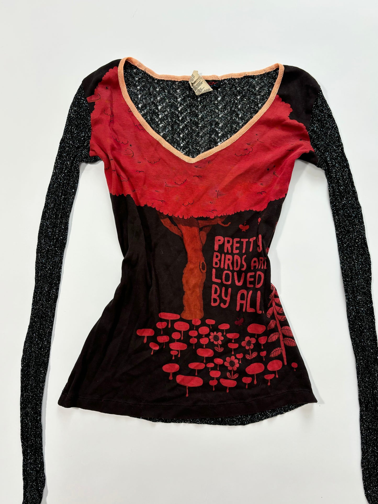 custo long sleeve graphic red top