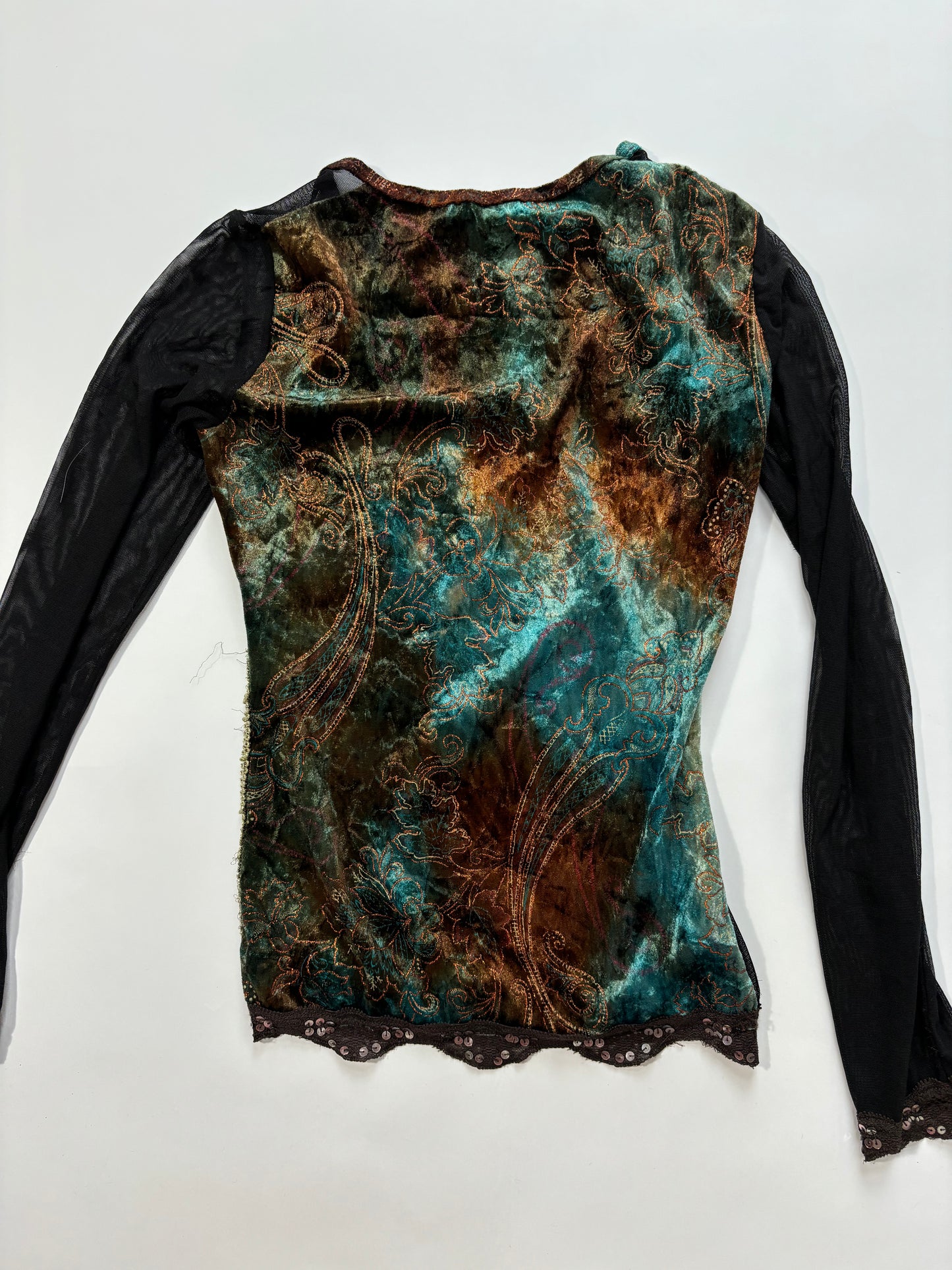 butterfly brown and blue long sleeve top