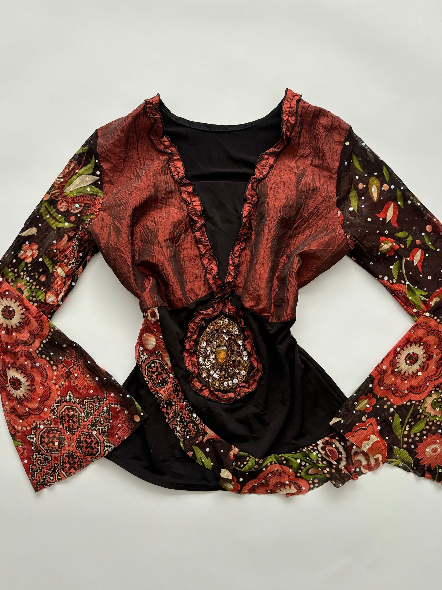 long bell sleeve gem top