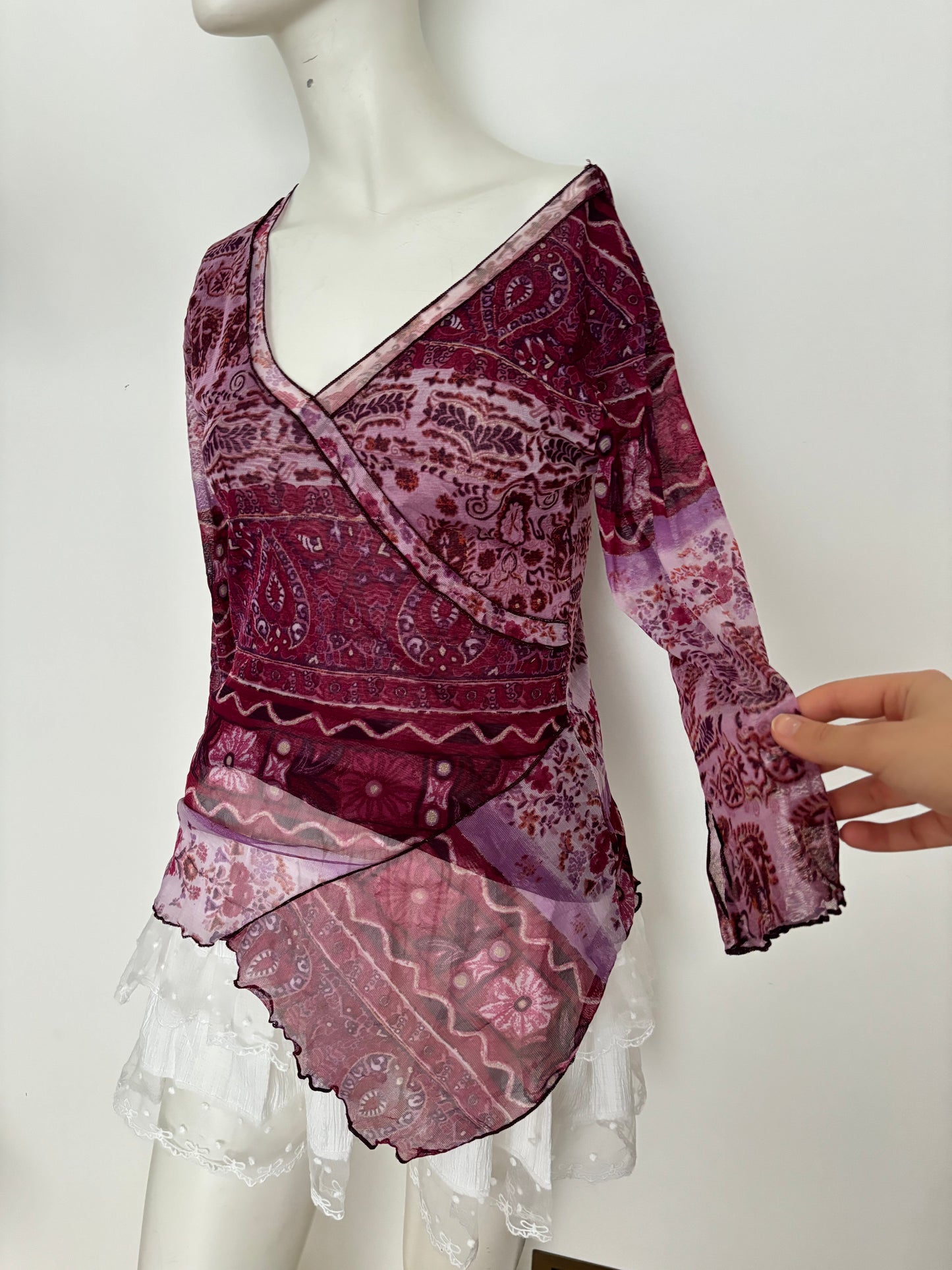 long sleeve purple asymmetrical top