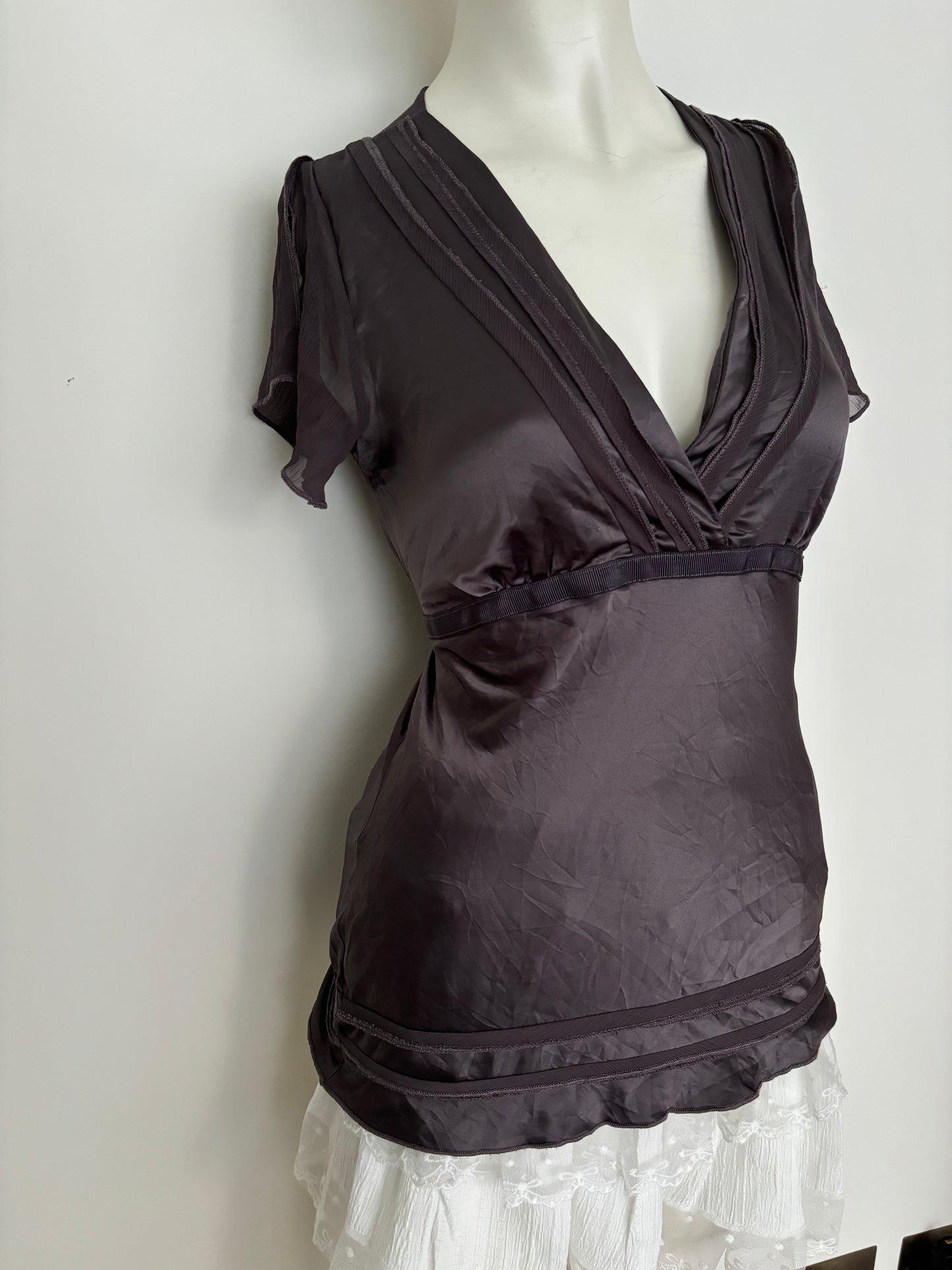 satin wrap blouse