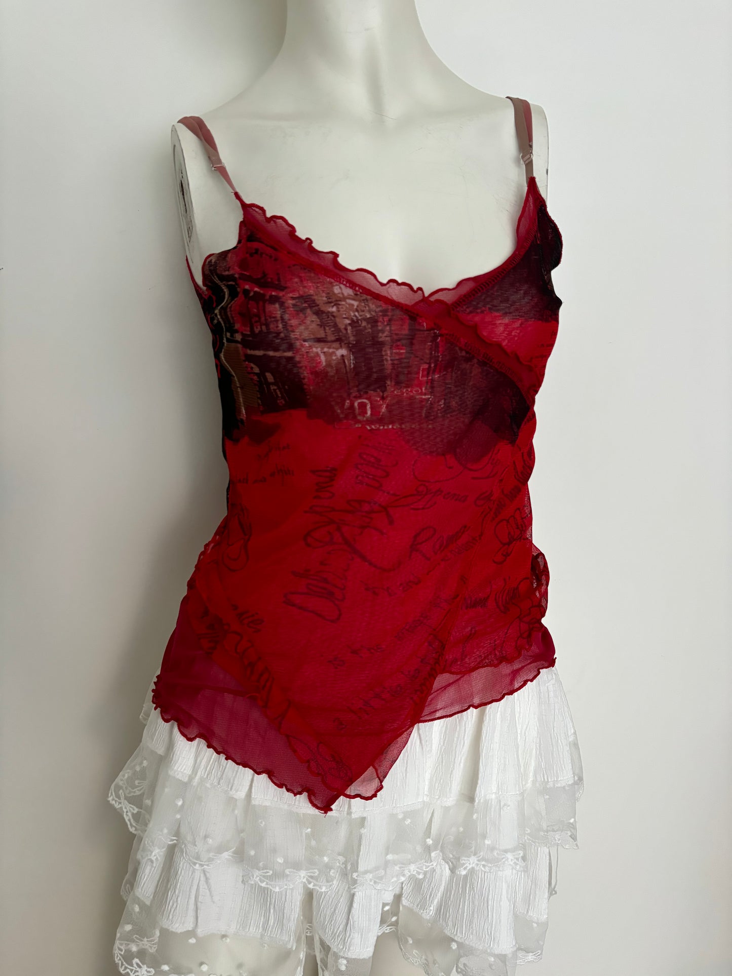 red wrap cami