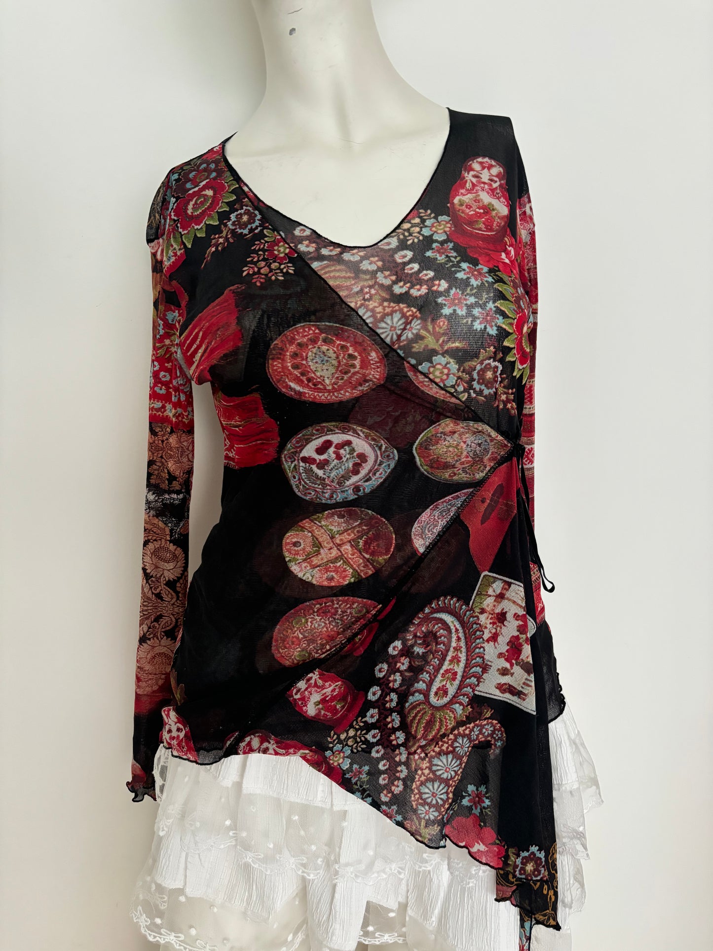 long sleeve asymmetrical wrap top