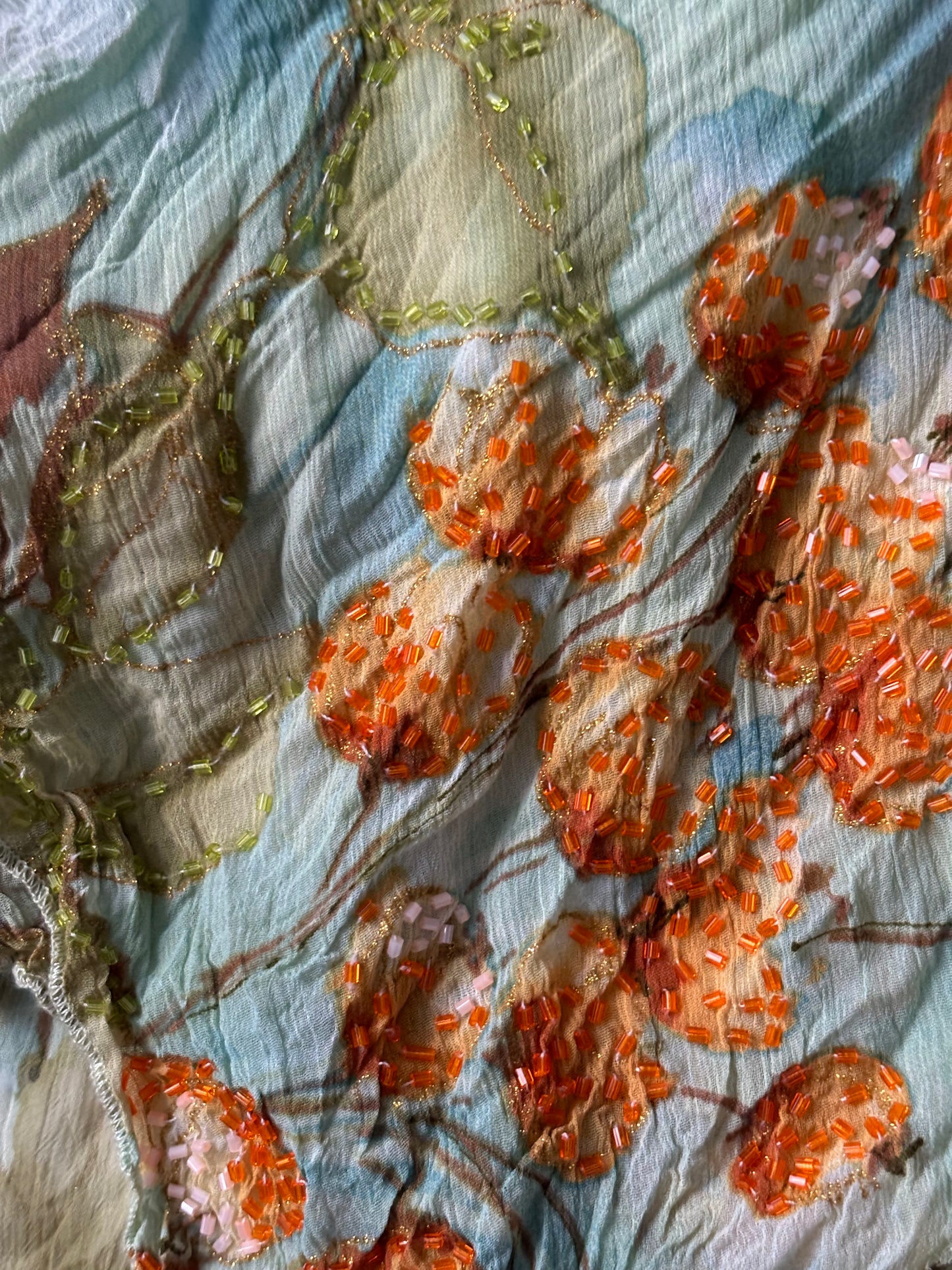 beaded green lace cami