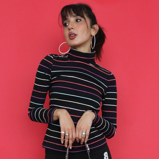 Stripped turtle neck long sleeve