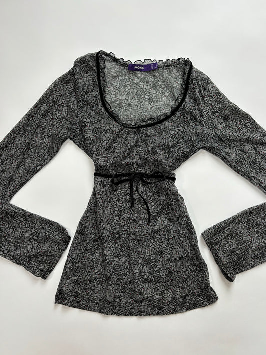 delicate velvet bow long sleeve top