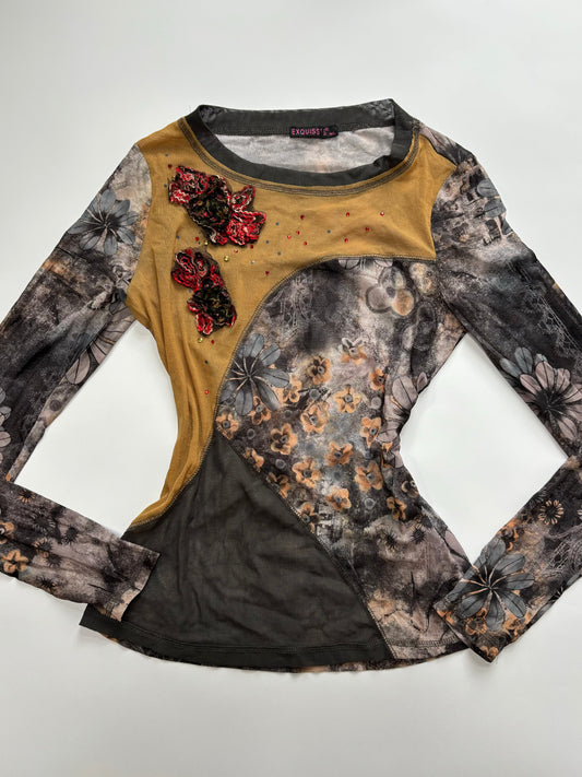 long sleeve mesh top