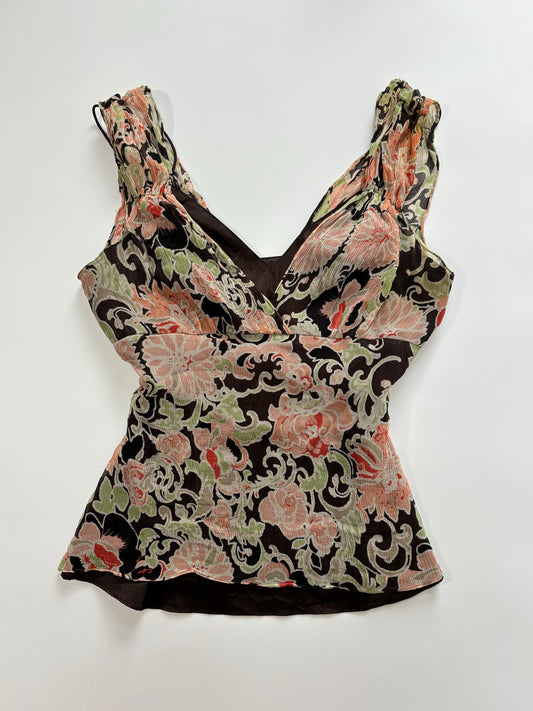 brown floral cami