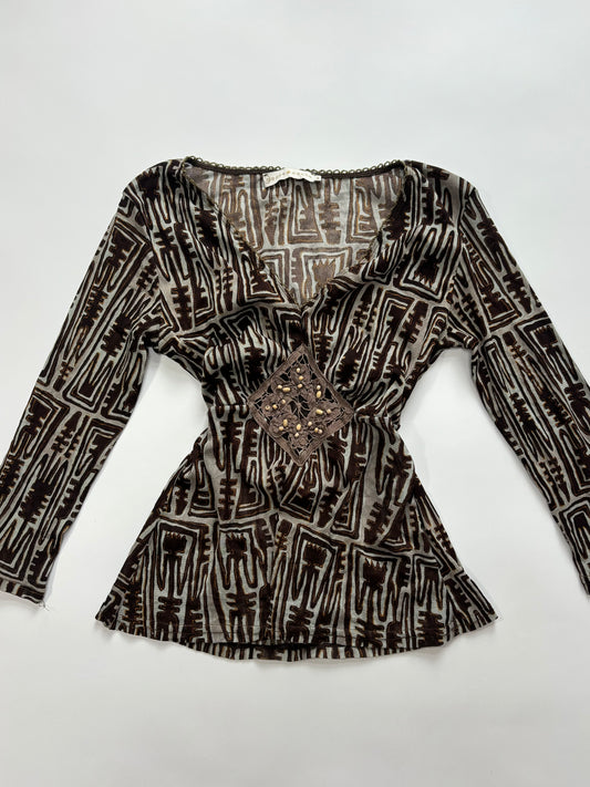 long sleeve beaded top