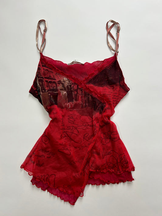 red wrap cami