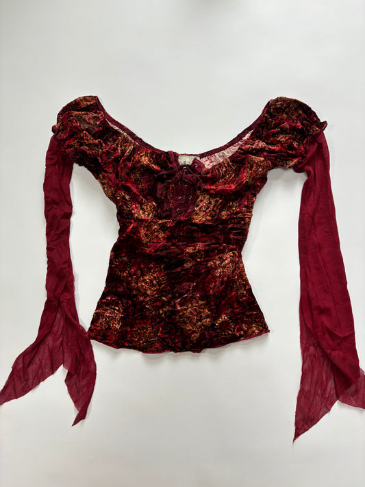 American red velvet long sleeve top