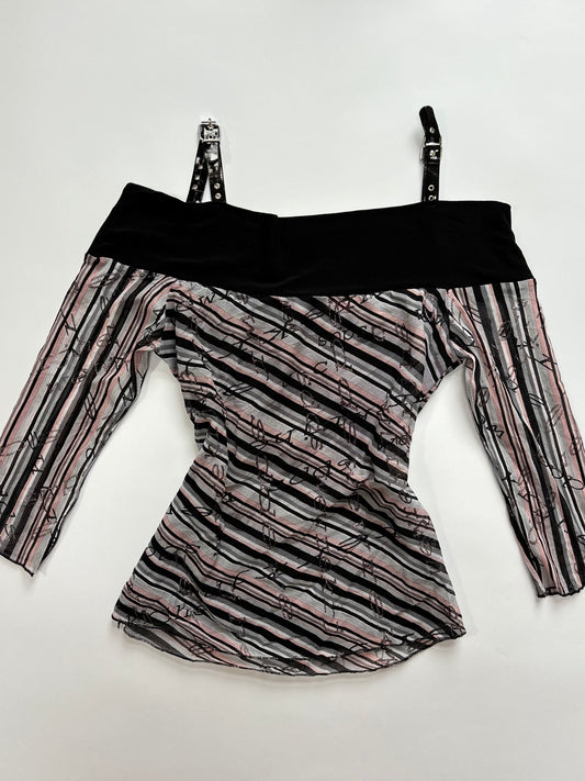 buckle off the shoulder striped top