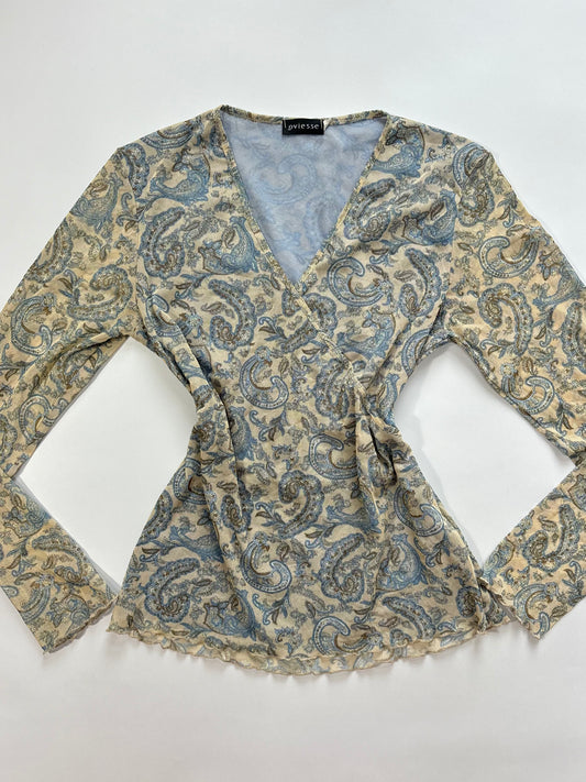 long sleeve cream whimsical top