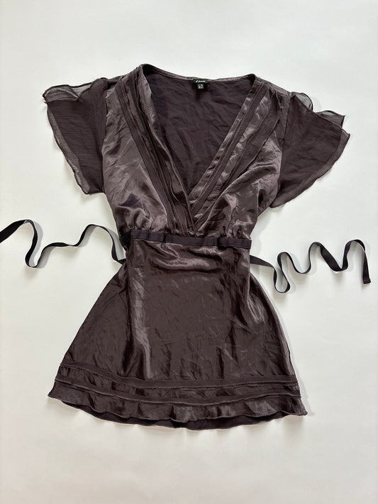 satin wrap blouse