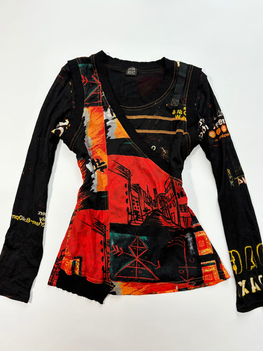 long sleeve graphic warm top