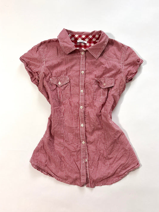 red and white blouse shirt
