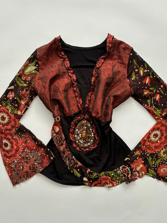 long bell sleeve gem  top