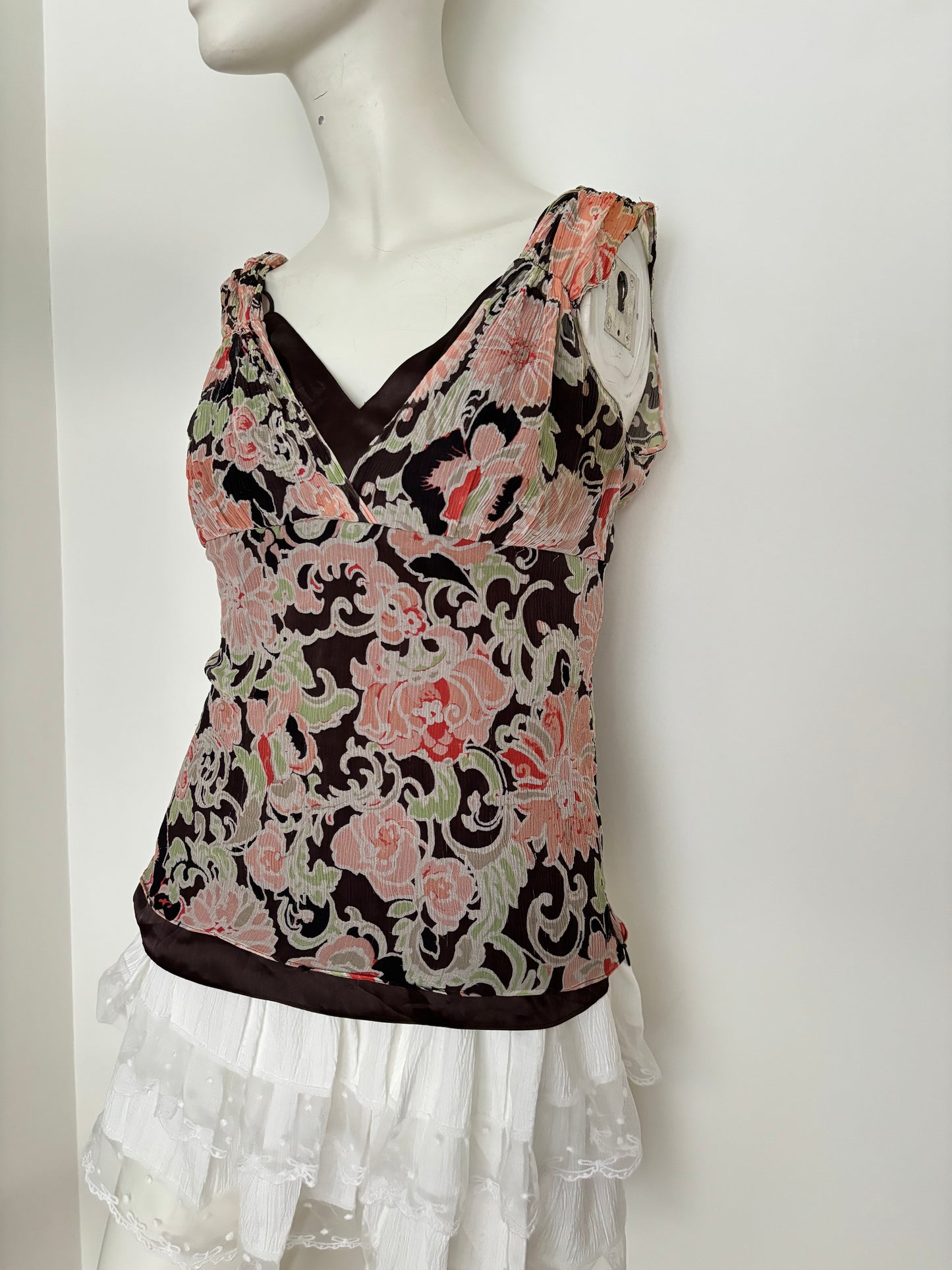 brown floral cami