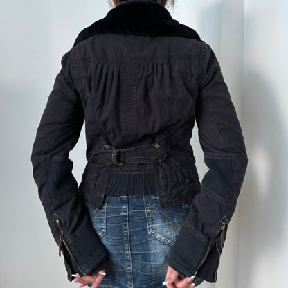 Double zip fur vintage coat