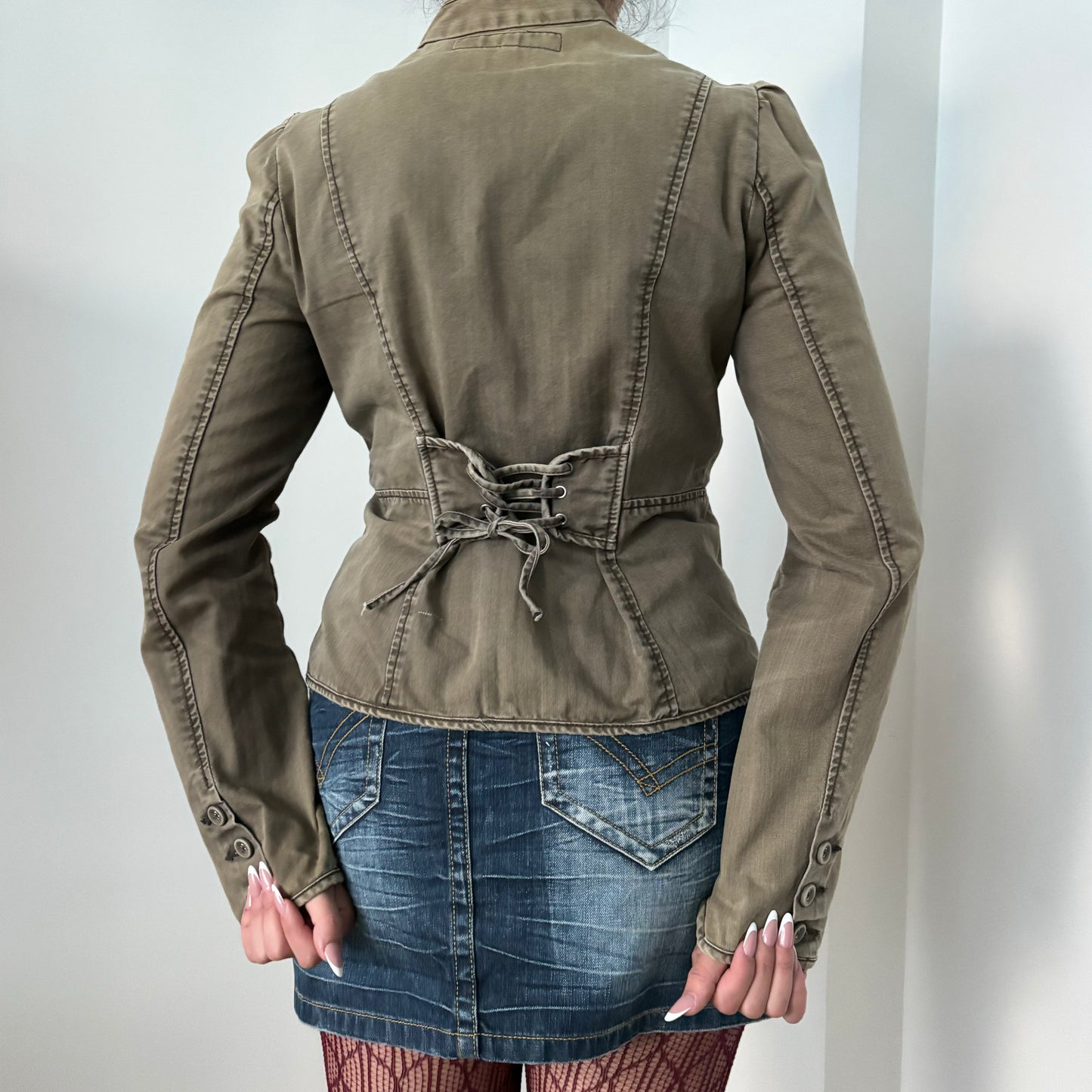 French connection asymmetrical tie up jacket