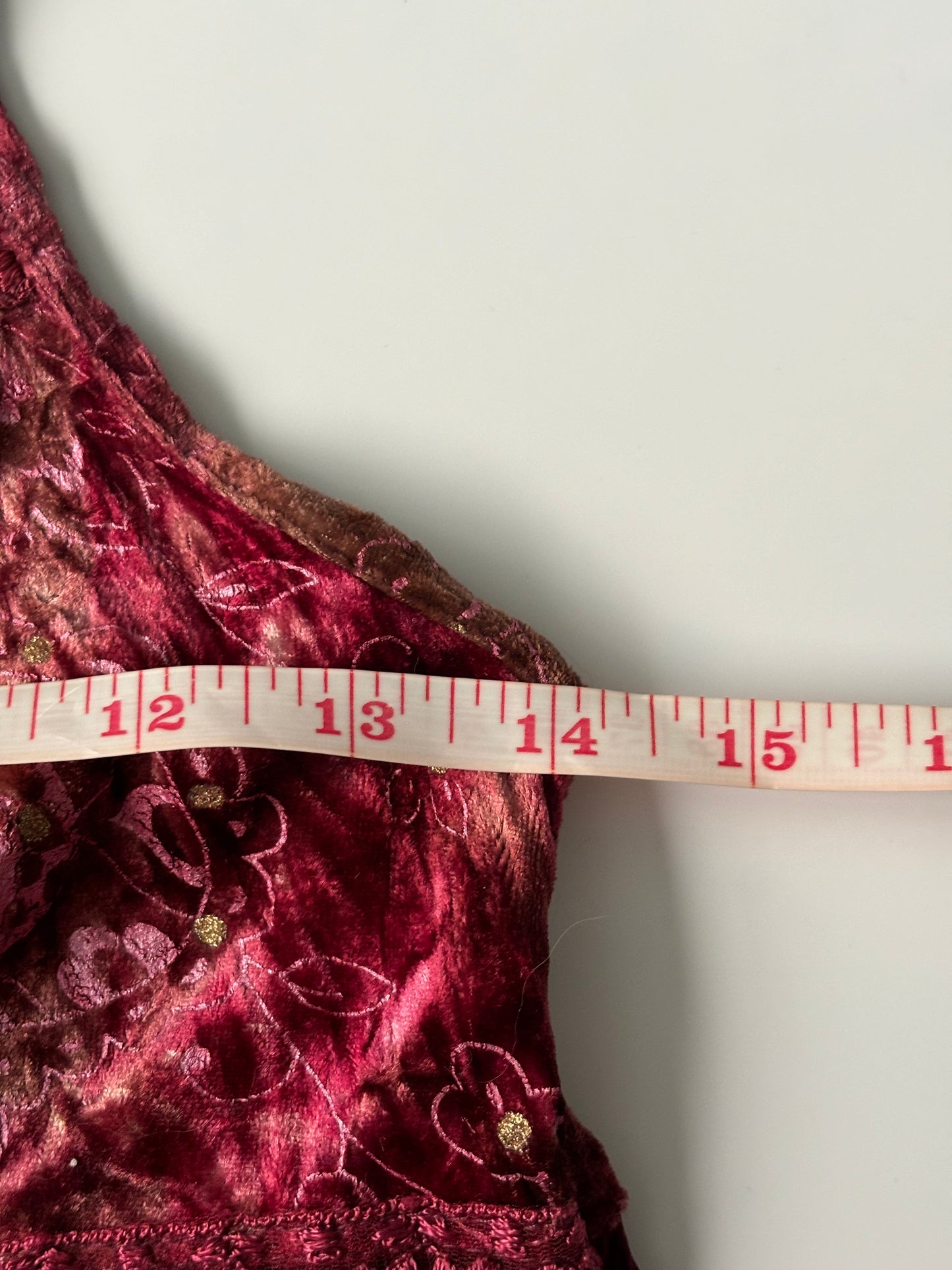 Burgundy velvet and lace cami