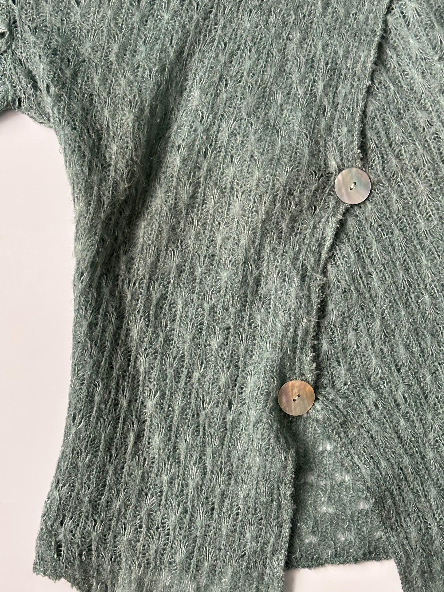 Mohair and wool teal asymmetrical jumper