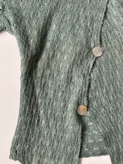 Mohair and wool teal asymmetrical jumper