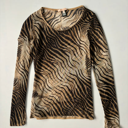 Roberto Cavalli animal print mesh top