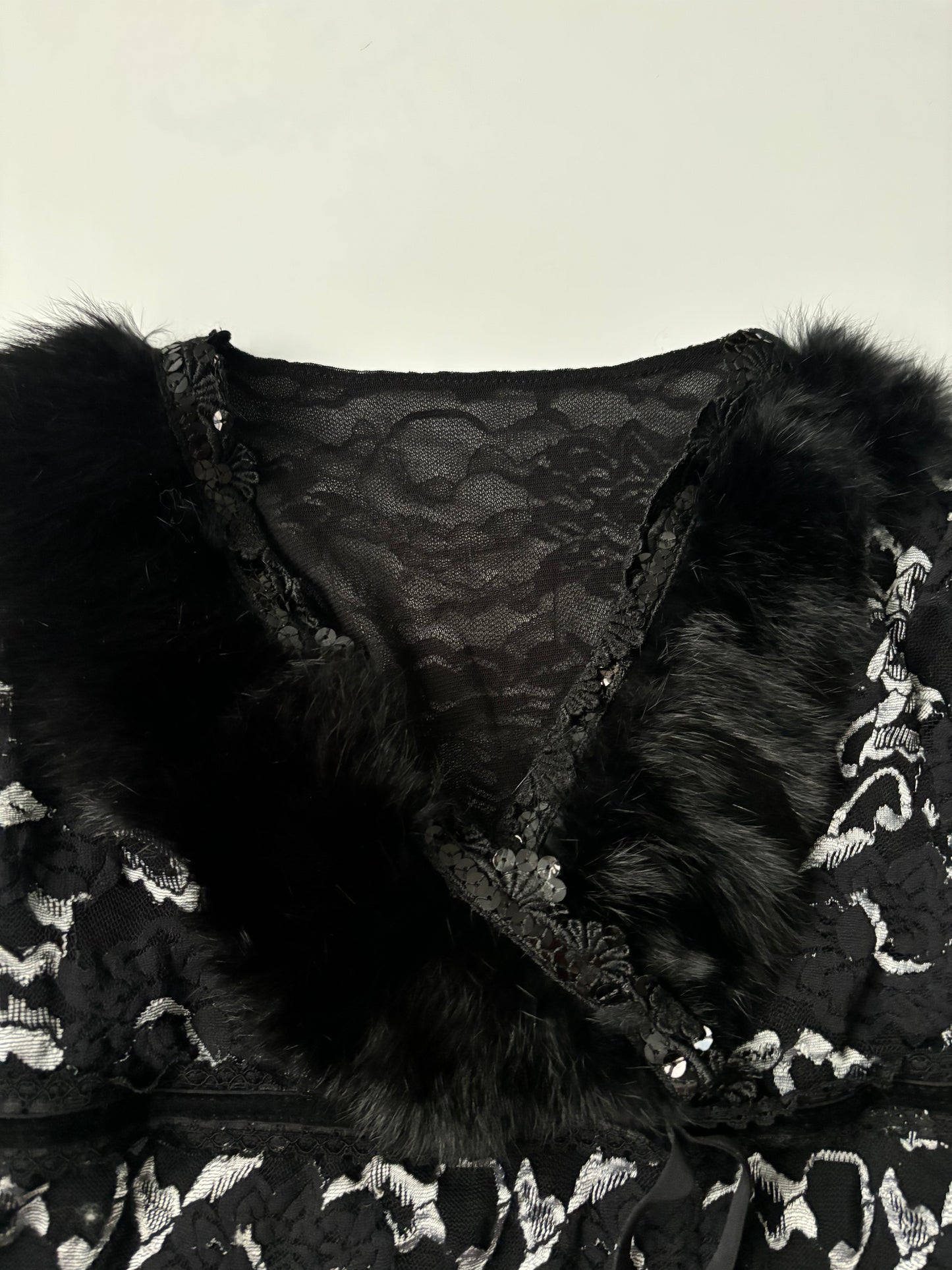 fur 2/3 sleeve wrap top