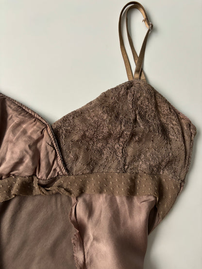 100% silk brown delicate dress/top