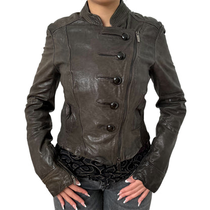 100% leather asymmetrical jacket