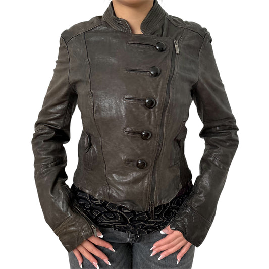 100% leather asymmetrical jacket