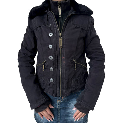 Double zip fur vintage coat