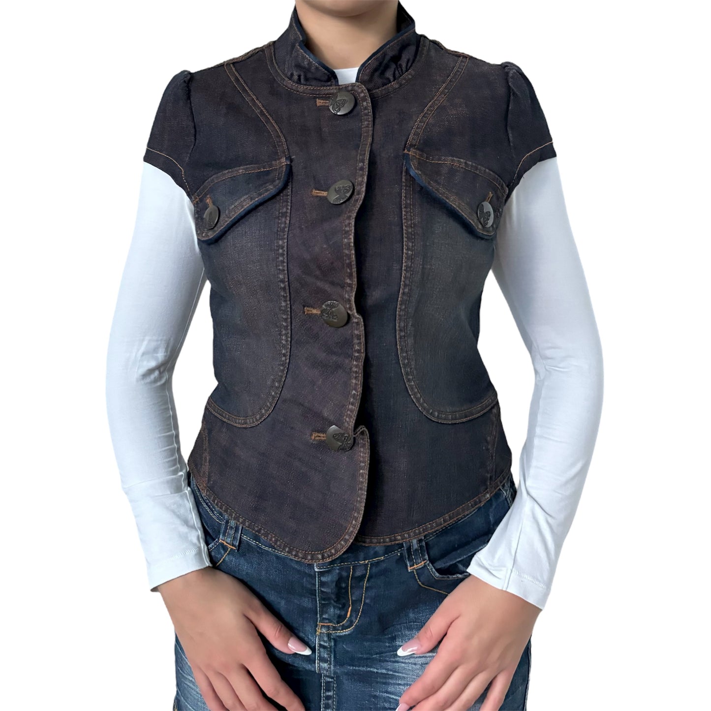 joinu Brown Short Sleeve jacket