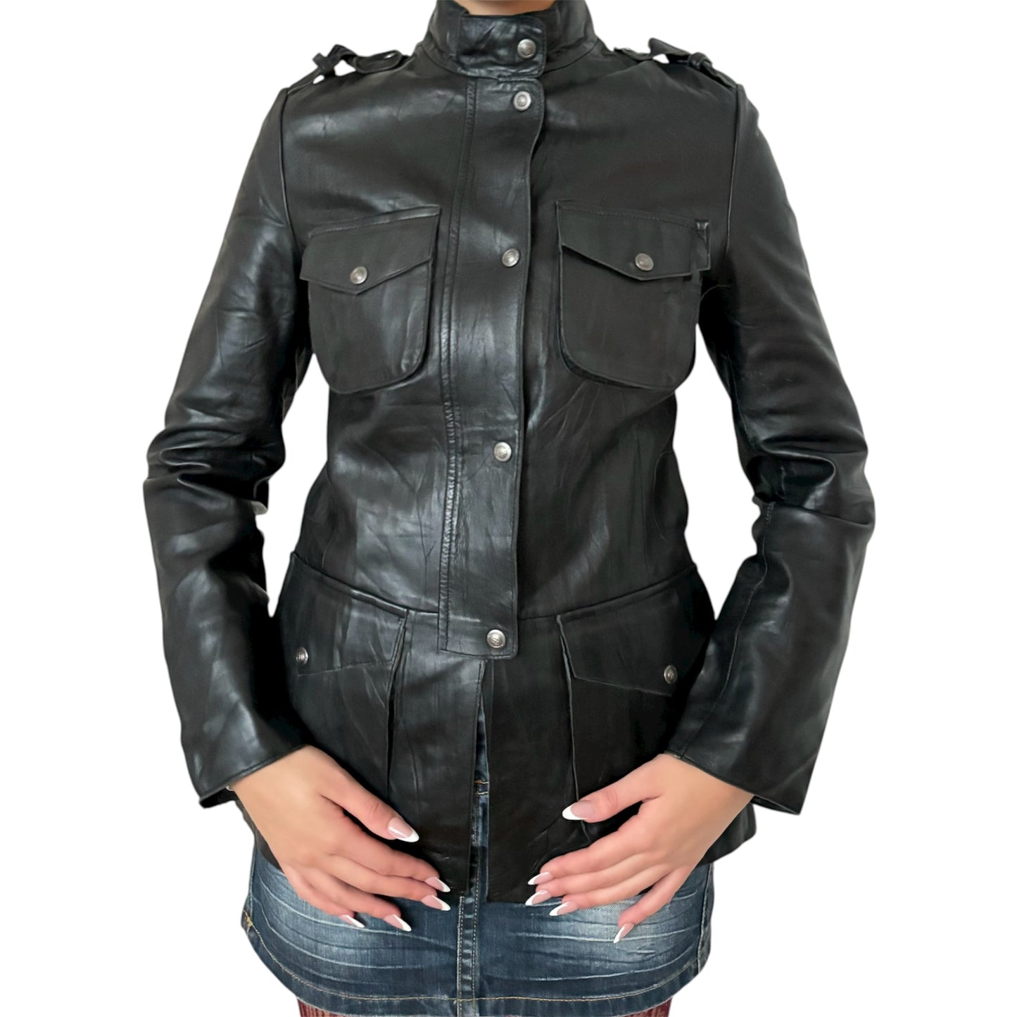 Max Studio Leather Military Jackets