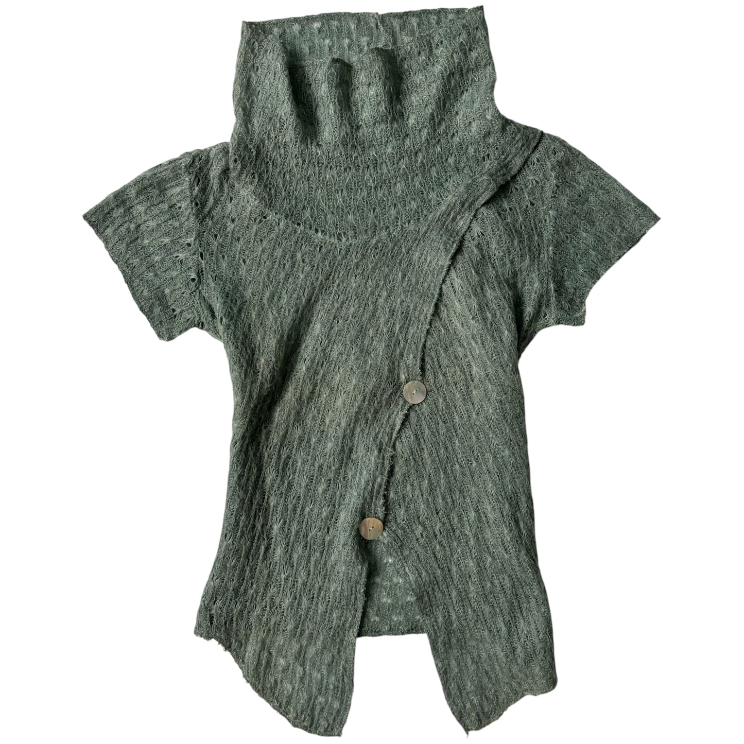 Mohair and wool teal asymmetrical jumper