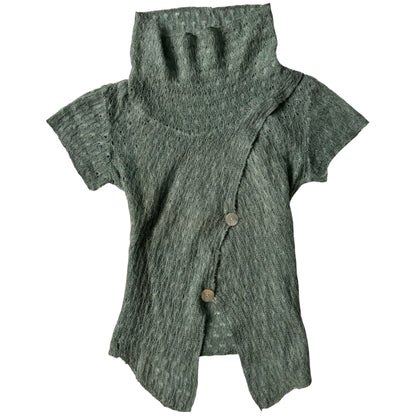 Mohair and wool teal asymmetrical jumper