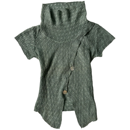 Mohair and wool teal asymmetrical jumper